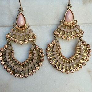Chic Gold and Pink Dangle Earrings